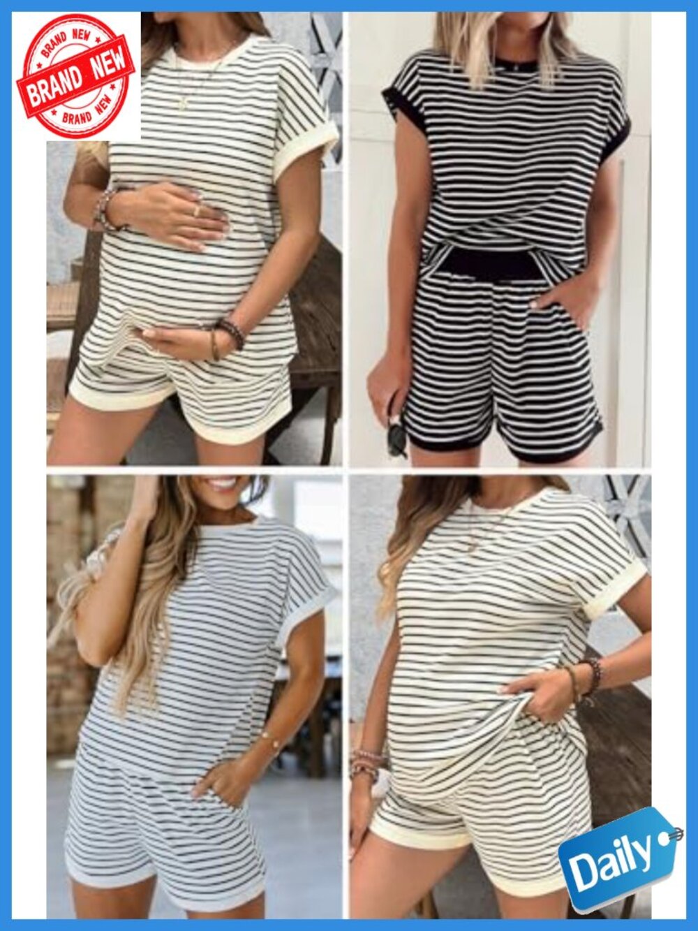 Maternity Pajama Set 2 Piece Waffle Knit Short Sleeve Sleepwear Lounge - Picture 4 of 6